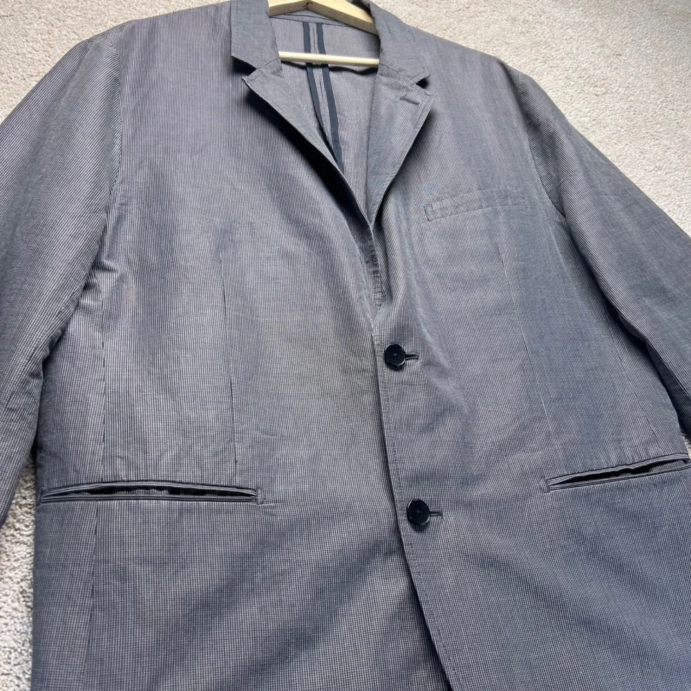 Theory Men's Gray Pinstripe Blazer Jacket Size 44‎ Unstructured Casual Ramie